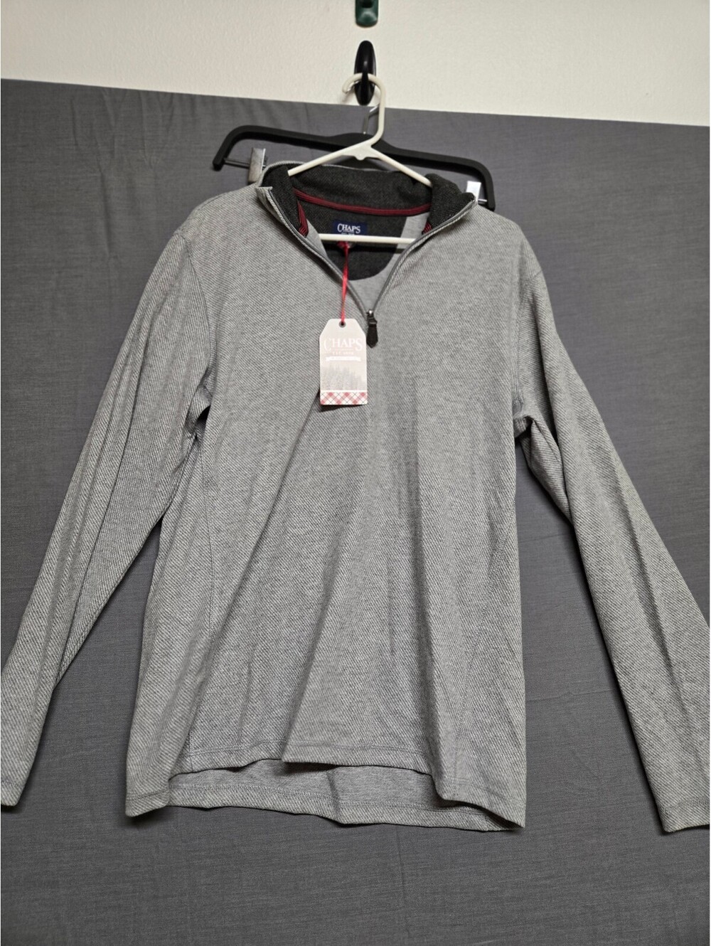 Chaps Womens Gray Long Sleeve Hooded Top Medium
